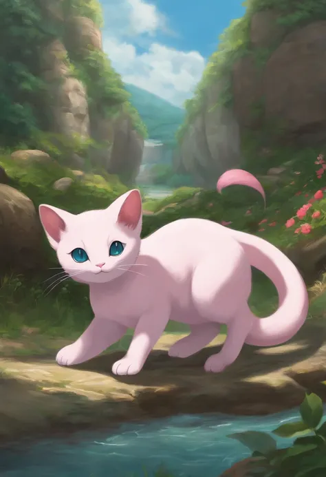 Mew Pokémon , Pokémon meows in Studio Ghibli style, Mew , Mew ghibli