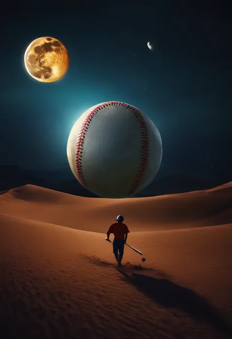 extraterrestre jugando beisbol en la luna