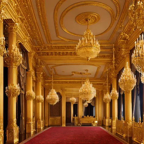 golden, detailed palace interior, intricately decorated with gold accents