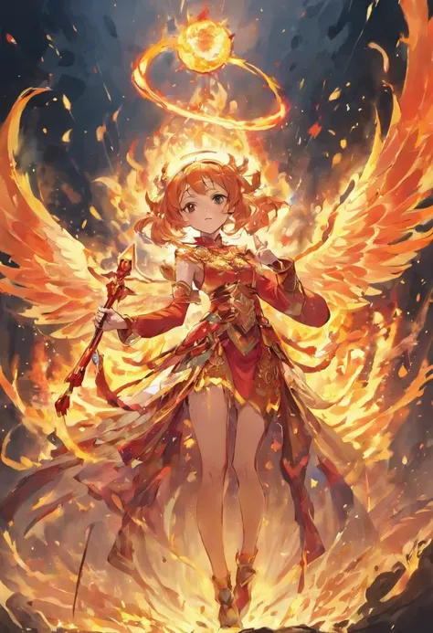 The woman with the staff and a fireball in her hands., Concept art by Elmyr de Hory, pixiv contest winner, sots art, Appears as the Fire Goddess., Goddess of Light, Goddess of Fire, knights of zodiac girl, Goddess of Fire, 3. Goddess Minerva, With the fier...