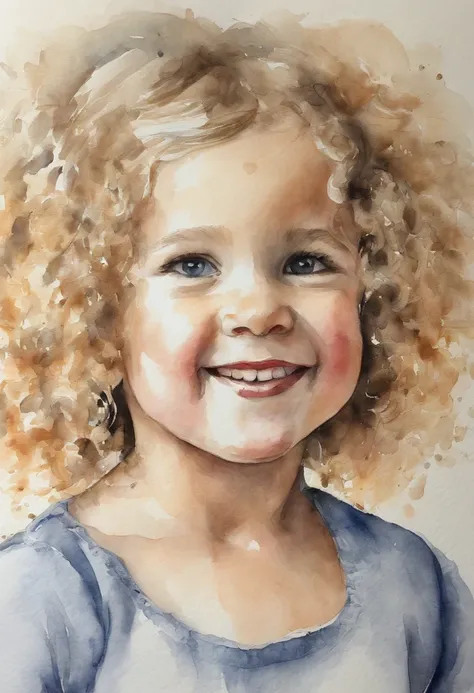 Half-drawn sketch, Dessin au crayon, petite fille blonde 4 ans, curly hair, Marges, inspiration, Angles dynamiques, regard loitain