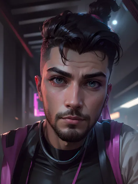 Cyberpunk, handsome boy, change background, change clothes, realistic face, potrait background,8k quality --v4