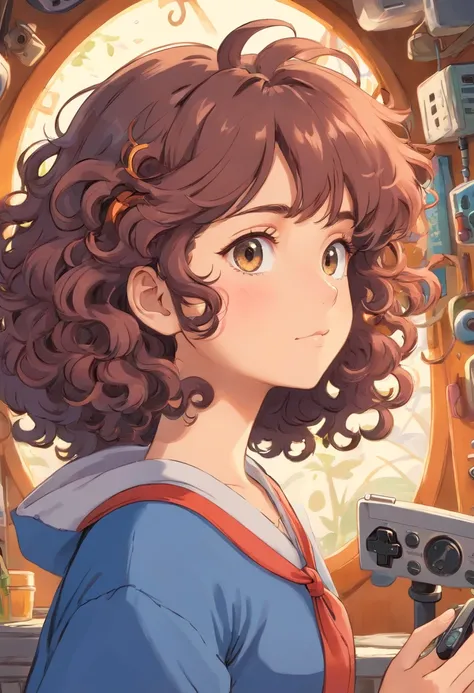 Artsy gamer girl curly hair short