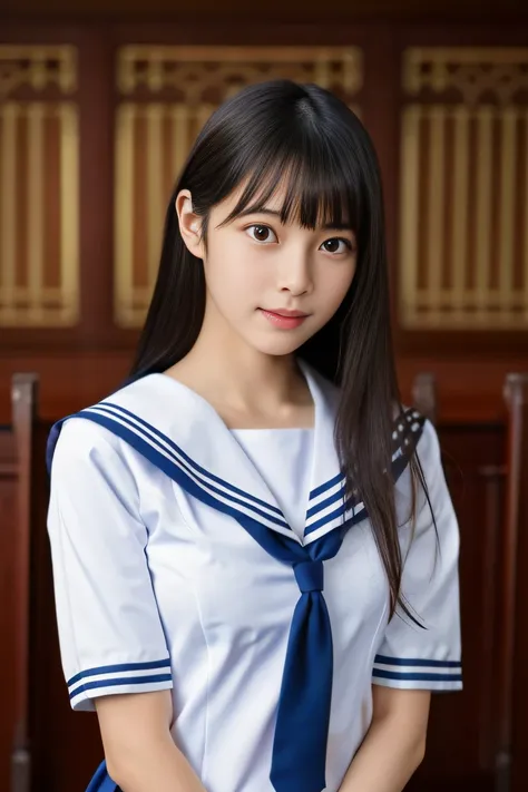 (((draw only one woman: 2))), beautiful 18-year-old japanese woman, (high school girl in a short-sleeved sailor uniform: 1.5), (...