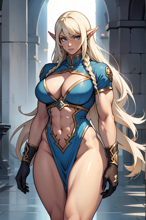 extremely long hair perfect anatomy 1 girl tall solo curvy ((muscular)) high elf toned body