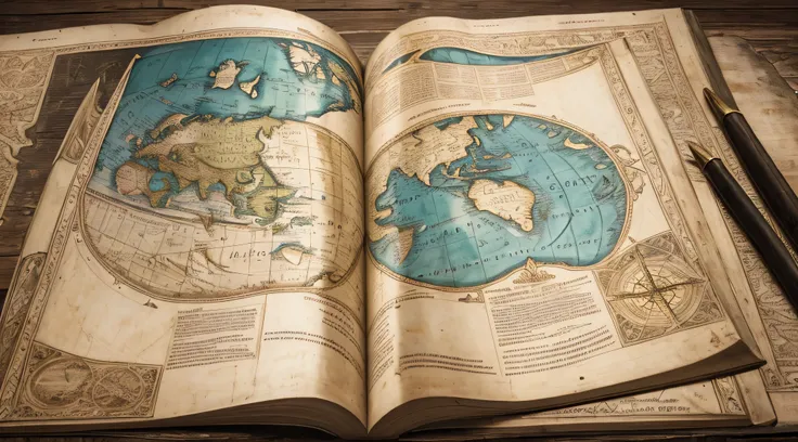 ancient maps,hinted,existence,ice wall,cartography,faded,aged paper,detailed illustrations,compass rose,sailors notes,vintage,vast ocean,unknown lands,legendary creatures,mythical islands,mysterious landmarks,antique,weathered edges,hidden secrets,adventur...