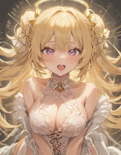 tied hair, bow hairband, longeyelashes,, clenched teeth, tsundere, Verism, cinematic lighting, god rays, close-up, Super detail Best quality, 8K, Masterpiece :1.3)), Sharp focus:1.2, ((Layered Hair Style, Huge breasts:1.2)),Highly detailed face and skin te...