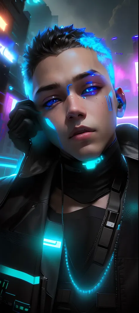 Change background cyberpunk handsame boy,realistic face,8k,ultra realistic,real face ,attitude face,hunter eyes,real face