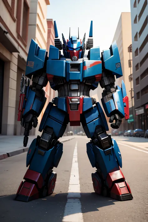 hasme un bocho con las colores del transformer optimus prime