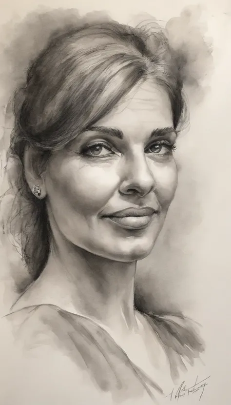 a pencil sketch of a woman , a charcoal drawing by William Twigg-Smith, CGSetnação, Arte figurativa, charcoal drawing, Pencil sketch, dynamic pose