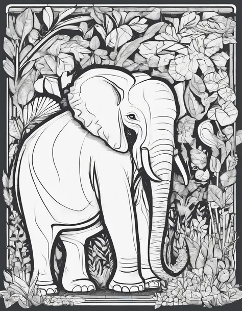 Zoo animals,coloring page