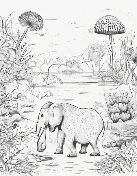 Zoo animals,urchin,coloring page for kids,realistic