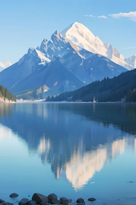 Blue, water, mountain, background