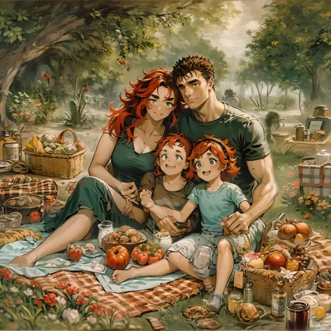 suletta, guts, couple, husband and wife, suletta motherly, wife, mother and son, children , family, happy, red hair suletta, bla...