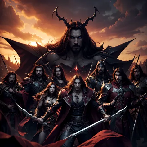 Castlevania Shadow Lord hyper realistic super detailed Dynamic shot masterpiece cinematic scene scenes movie Epic Legendary Lord Dracula leading troops armed with demons into battle