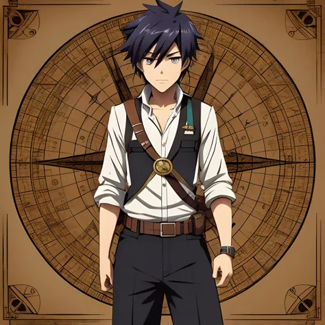 male character cartographer with a compass,[anime style],anime=1.3