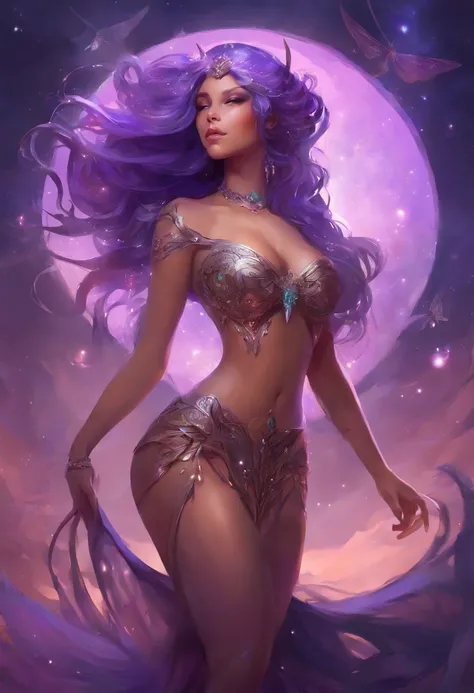 beautiful thick woman with purple hair fat ass fat tits black dessous piercings abs naked fit body