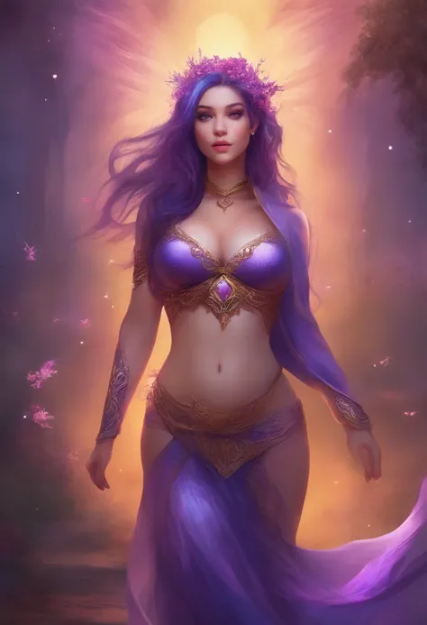 beautiful thick woman with purple hair fat ass fat tits black dessous piercings abs naked fit body