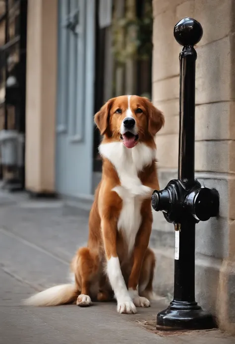 arafly dog with tongue sticking out of mouth next to a fire hydrant, obey, gay, smokey, soggy, subject: dog, cocky, oizys, noisy, sassy, joey l, old internet art, one panel, detailed image, cheeky, legacy, classy, sketchy, tshirt, very coherent image, larg...