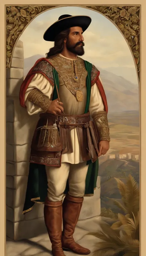 (La mejor calidad,Ultra detallado,fotorrealista:1.37),Hernán Cortés conqueror of Mexico, vestido largo, religioso, Ultra-detailed rendering

- Hernán Cortés conqueror of Mexico: Foco central de la imagen. It represents a very precise and detailed represent...