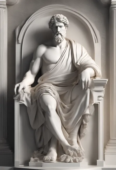 Greek sculpture in possibility of power and leadership , sentado no trono , com fundo escuro