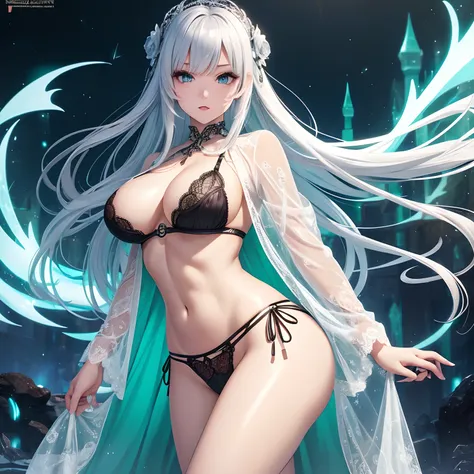 finest image, female, sexy, beautiful, cute, amorous expression, lewd expression, ecstasy, orgasm, light silver glossy braided bangs iridescent hair, emerald green sparkling big eyes, double eyelids, white anime style fluffy long eyelashes, red alluring mo...