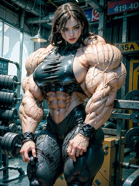 (8k, RAW photo, photorealistic:1.25), (giant strapon:1.25), ((((1 girl)))), (1 super muscular tranny bodybuilder:1.25), (bulging veins:1.25), (huge biceps:1.25), (extreme muscular exposure:1.25), (dominatrix in full black latex:1.5), (super muscular profes...