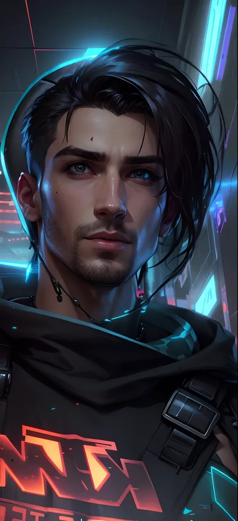 Change background cyberpunk handsome boy, realistic face, 8k, ultra realistic