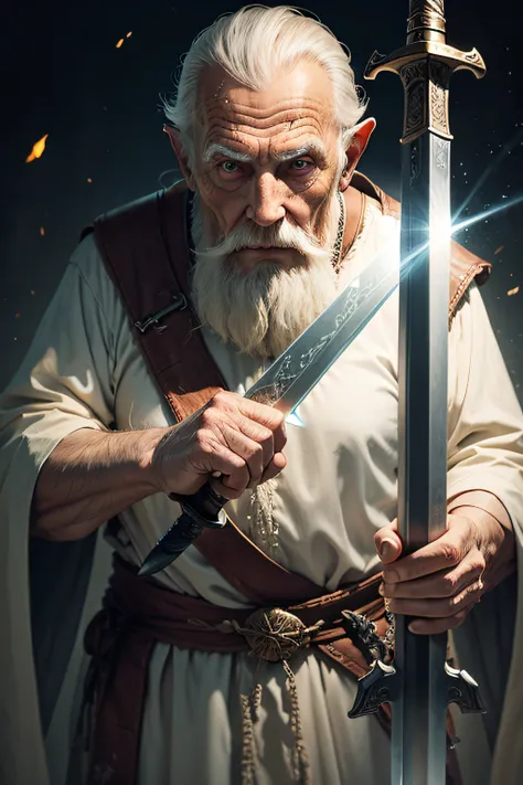 ELDER, OLD MAN HOLDING A SWORD OF LIGHT