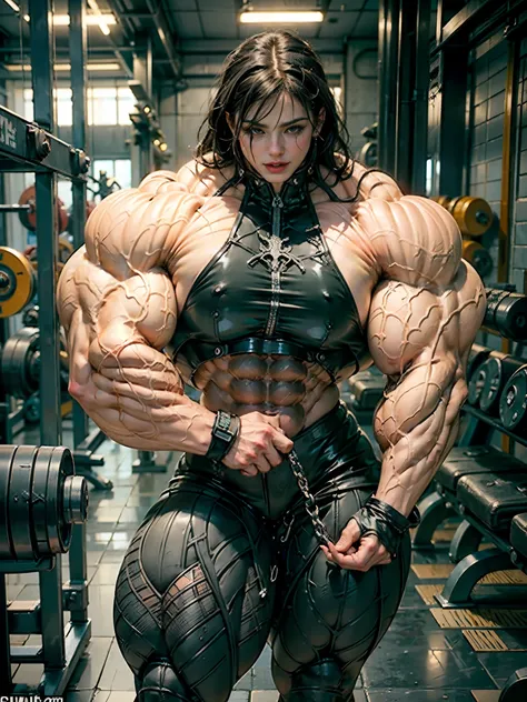 (8k, RAW photo, photorealistic:1.25), (giant  strapon:1.25), ((((1 girl)))), (1 super muscular tranny bodybuilder:1.25), (bulging veins:1.25), (huge biceps:1.25), (extreme muscular exposure:1.25), (dominatrix in full black latex:1.5), (super muscular profe...