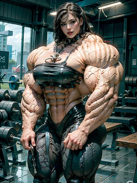 (8k, RAW photo, photorealistic:1.25), (giant strapon:1.25), ((((1 girl)))), (1 super muscular tranny bodybuilder:1.25), (bulging veins:1.25), (huge biceps:1.25), (extreme muscular exposure:1.25), (dominatrix in full black latex:1.5), (super muscular profes...