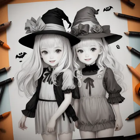 Hallowen  drawings pages for kids black and white cute and small 20 photos