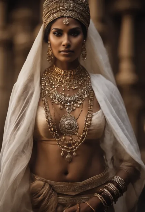 Indian cinematic goddess shot, nude, naked, dark goddess slender body goddess with six arms, many arms, arms coming from her back, extremely high detail, realistic, photoreal, dark skin female goddess abs and bare belly, wet skin, with jewelry, bracelets a...