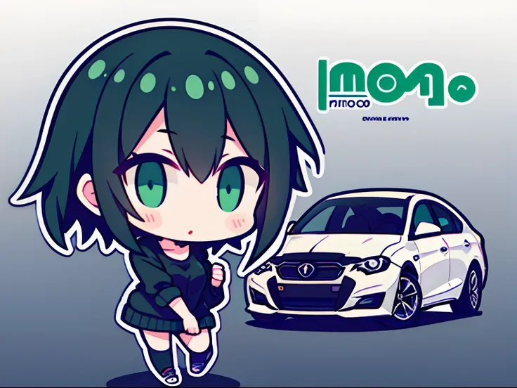 logo for one with a girl with short greenish black hair for a car customization company called infortunio