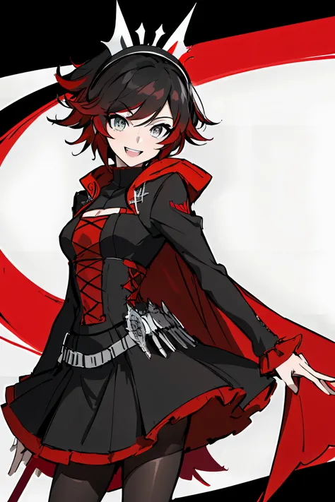 (absurdres, 8k, 4k, masterpiece, hyper extreme detailed:1.2), ((masterpiece,best quality)), absurdres, ruby_rwby, solo, looking ...