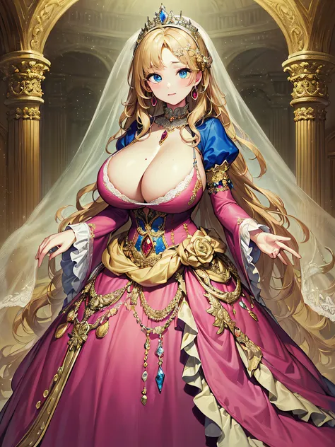 ((anime artstyle)),(Masterpiece),(Best Quality), (Super Detail),((Very Delicate and Beautiful)),(moe anime art style:1.3),1 girl,((full body portrait)),standing in palace of versailles,((solo)),cute,kawaii,digital art,(((1 princess in gorgeous princess roc...