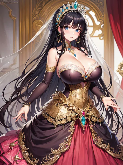 ((anime artstyle)),(Masterpiece),(Best Quality), (Super Detail),((Very Delicate and Beautiful)),(moe anime art style:1.3),1 girl,((full body portrait)),standing in palace of versailles,((solo)),cute,kawaii,digital art,(((1 princess in gorgeous princess roc...