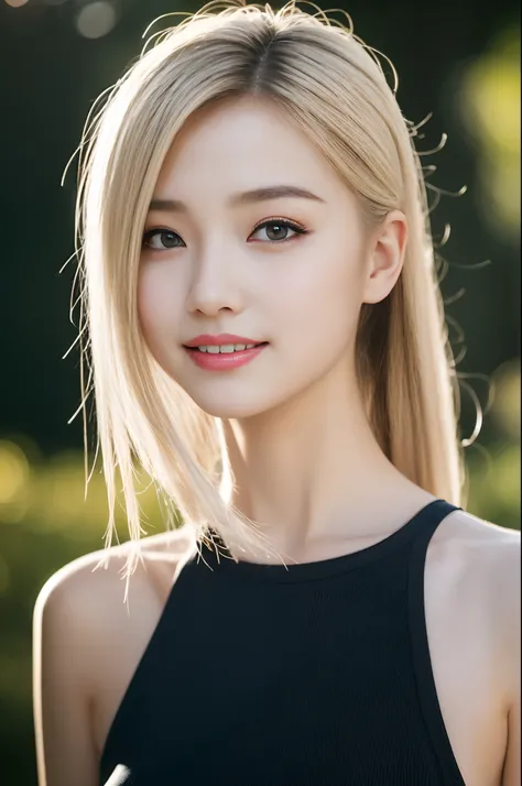 （（Platinum Blonde Hair、gradation hair、Dark eye shadow、Dark eyeliner、Patsun、Twin-tailed、poneyTail、Bun head、tthin eyebrows、Fashionable clothes、innocent smiles））、​masterpiece、top-quality、hightquality、magnifica、Beautiful fece、hight resolution、Very high resolut...