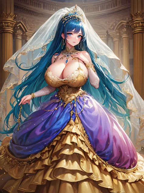 ((anime artstyle)),(Masterpiece),(Best Quality), (Super Detail),((Very Delicate and Beautiful)),(moe anime art style:1.3),1 girl,((full body portrait)),standing in palace of versailles,((solo)),cute,kawaii,digital art,(((1 princess in gorgeous princess roc...