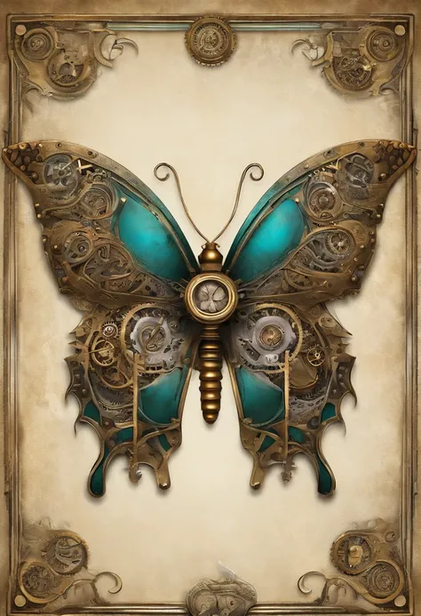 Butterfly, gold, turquoise, lavender , silver, insect, mechanical wings,gears, high def ,