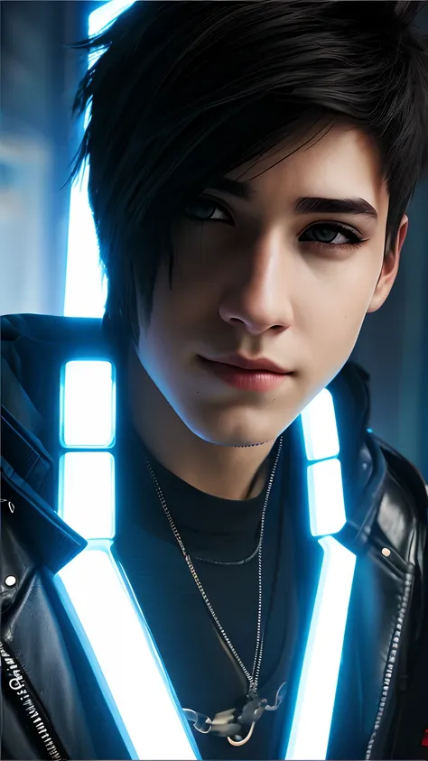 Change background cyberpunk boy realistic face ultra hd