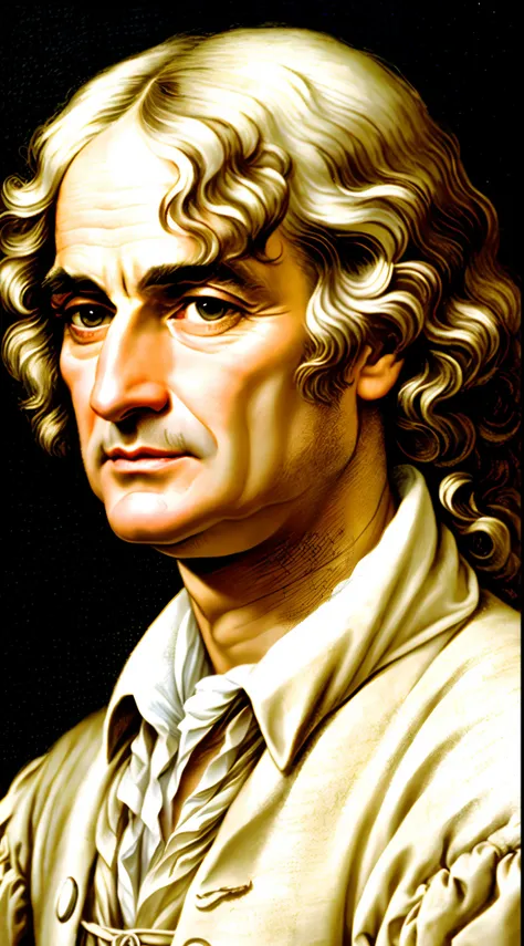 Isaac Newton come to life in a stunningly detailed and realistic portrait, capturing every wrinkle and strand of hair with precision and accuracy.