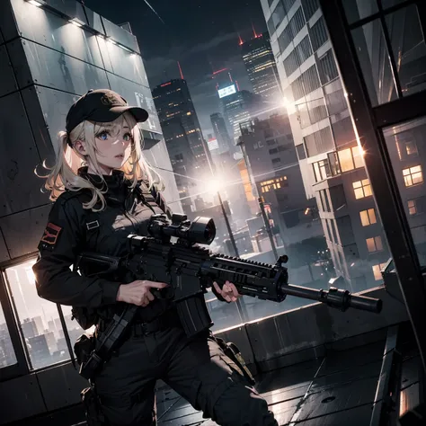 Trained Female Soldier、platinum-blonde-hair