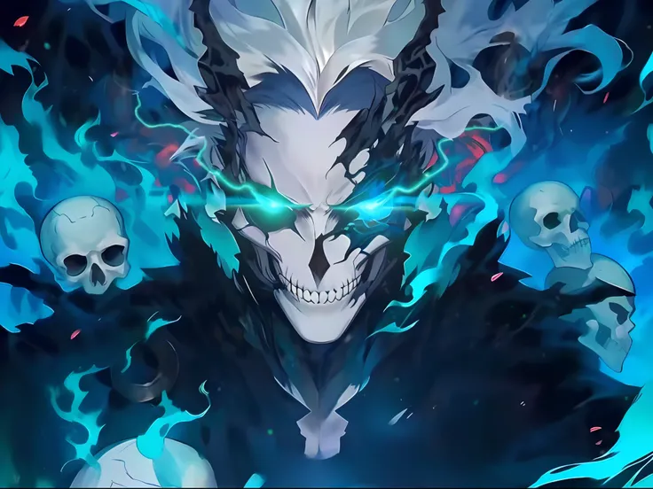 Anime characters，The glowing eyes are surrounded by skulls and flames, beautiful male god of death, Badass anime 8 K, Anime epic artwork, Anime art wallpaper 4 K, Anime art wallpaper 4k, Anime art wallpaper 8 K, Detailed digital anime art, anime wallaper, ...