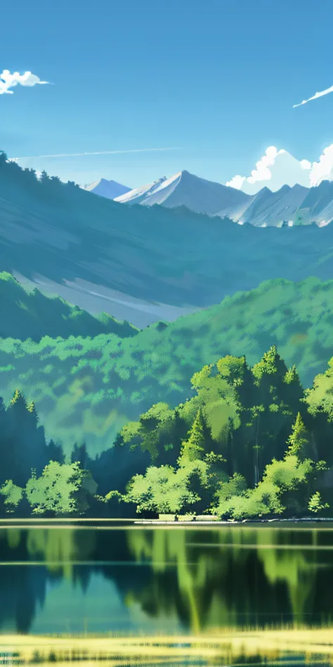 anime backgrounds，Lake，Simple