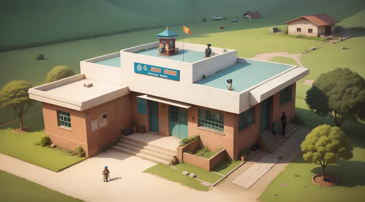 A cartoon small indian police station