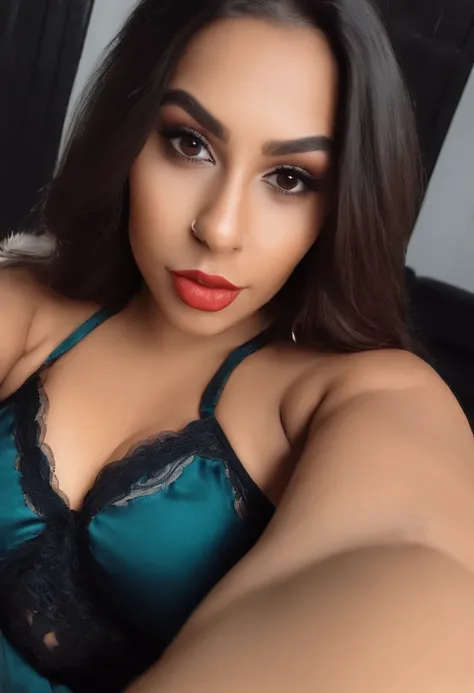 A beautiful Mexican teen making a sexy selfie to tease her audience on OnlyFans in laced lingerie. (sexual seduction)(Huge boobs:1.25)