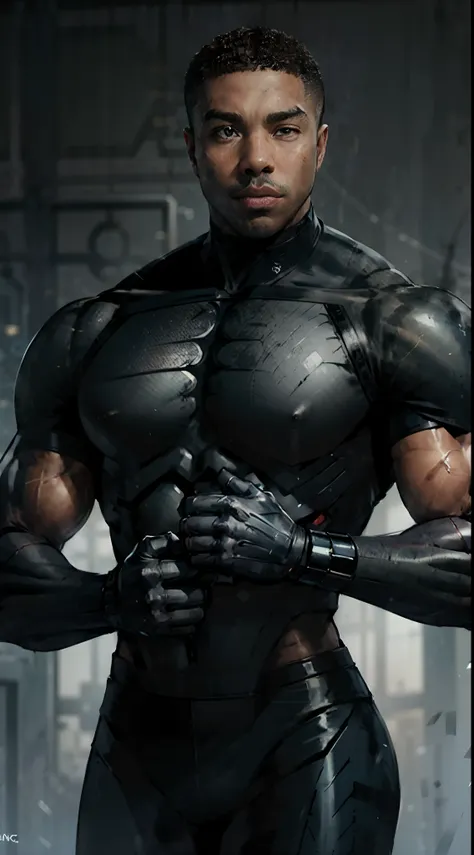 actor ((michael b. jordan)) as jackson briggs from mortal kombat, special forces soldier, ((cybernetic arms and hands)), muscula...