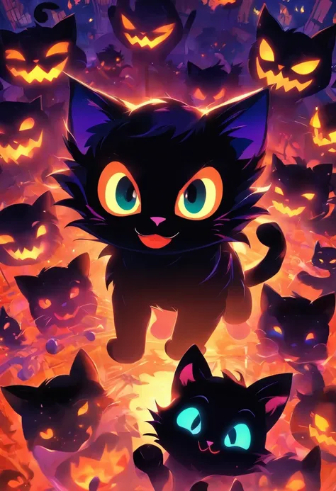 Cat Halloween Party，（Black cat），Mofumofu