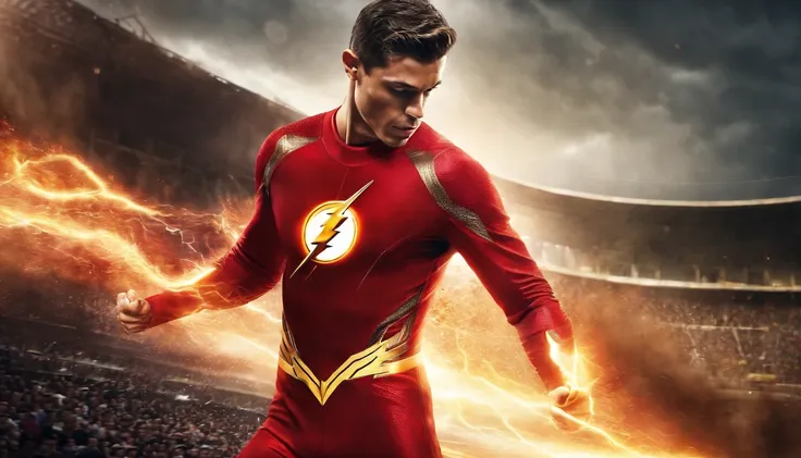 Cristiano Ronaldo, wearing The Flash costume, UHD,